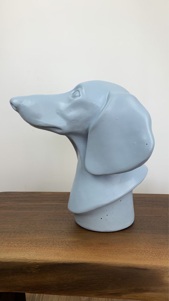 Figurka gipsowa, rzeźba, popiersie psa Jamnik - rękodzieło artystyczne