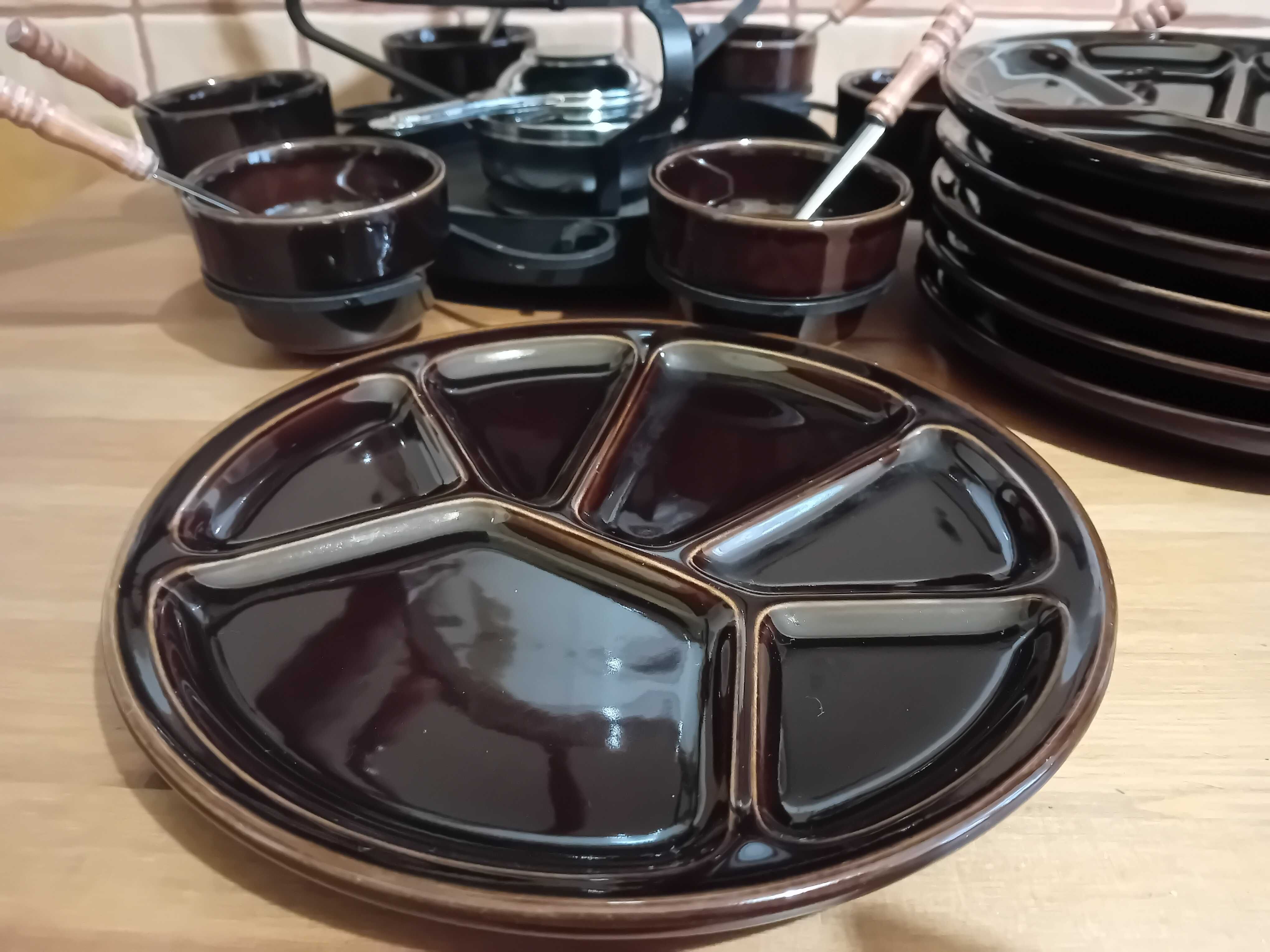 Fondue gabel kompletne z talerzami 6 osób