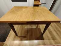 Stół jesionowy rozkładany 100/186cm z okresu PRL
