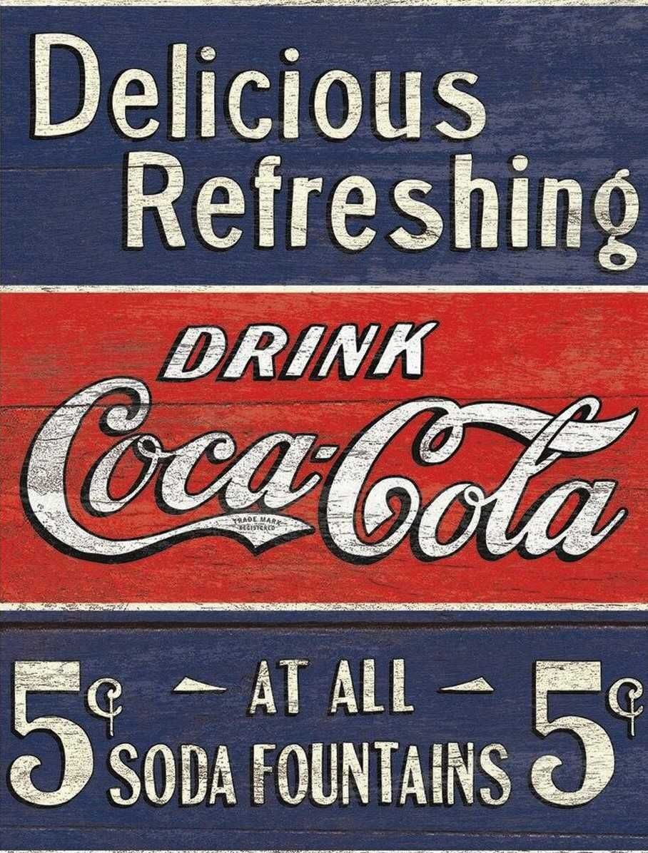 7 Placas decorativas retro de Coca Cola, novas, 30 x 20 cm.