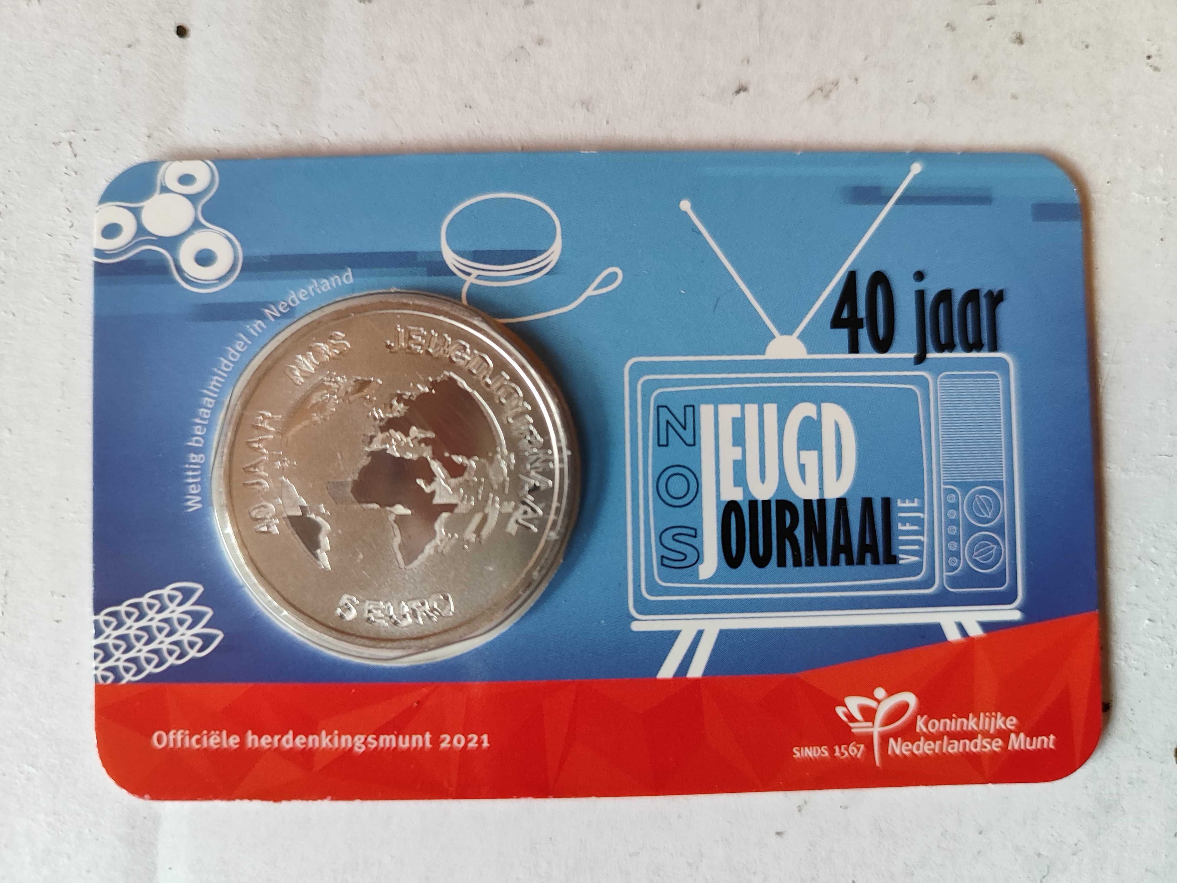 Coincard de moeda de 5€ UNC - Programa NOS Jeugdjournaal