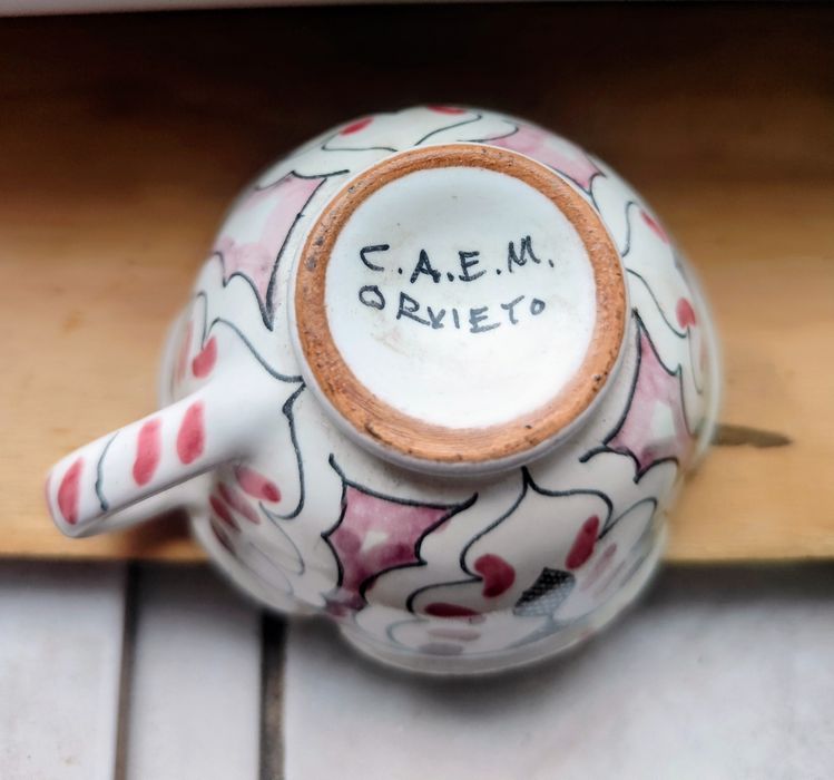 Ceramika, zastawa do kawy/herbaty ORVIETO, majolika, ręcznie zdobiona