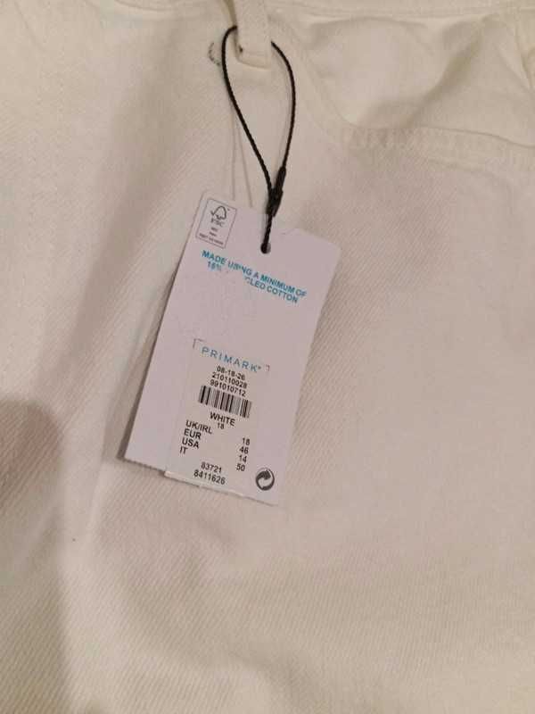 Jeansy Damskie Plus Size 46/48 Białe Szerokie Hit Primark