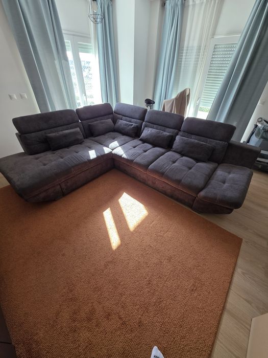 Sofá de canto com cama ETERNITY dereita 5 lugares antracite