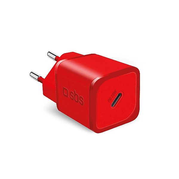 Ładowarka sieciowa SBS TETRGAN1C20R 20W GaN z Power Delivery - czerwon