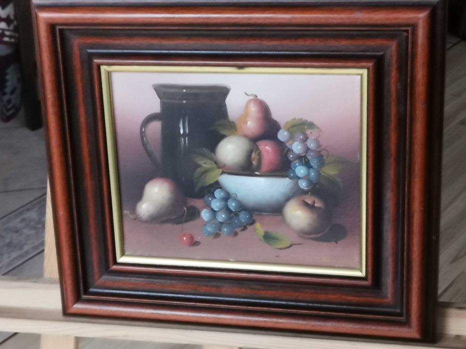 Ładny Obraz olejny na płótnie MARTWA NATURA sygnowany podpisem AUTORA