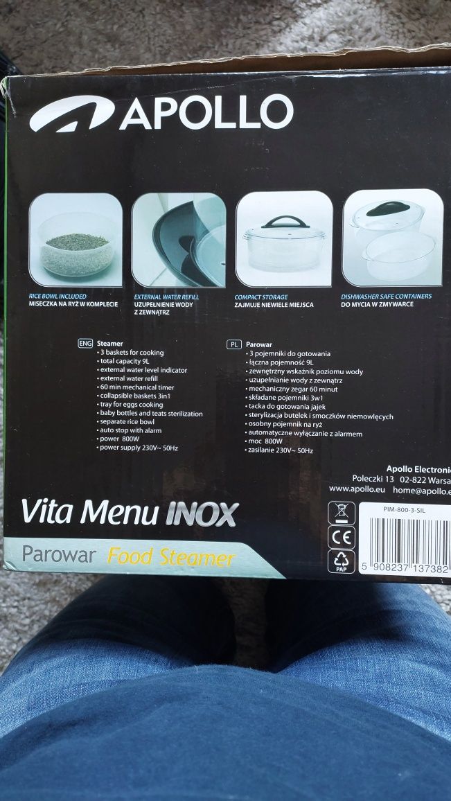 Parowar Apollo Vita menu INOX food steamer