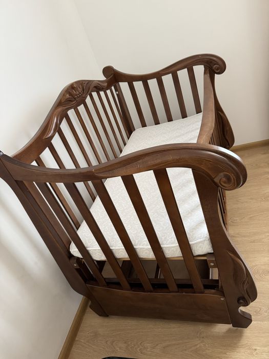 Ліжечко дитяче деревяне з матрасом, хороший стан