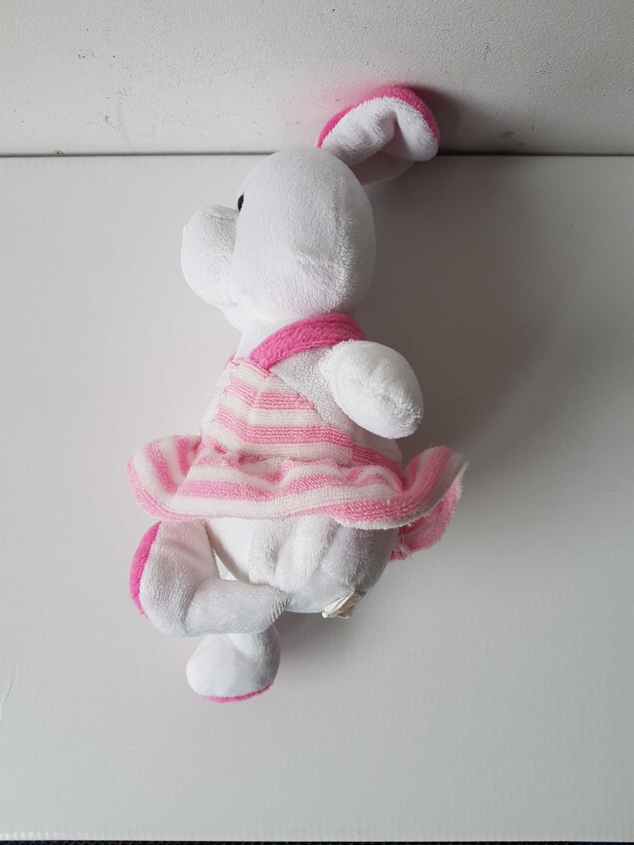 Pluszowy biało różowy króliczek zajączek w sukience Princess 28cm