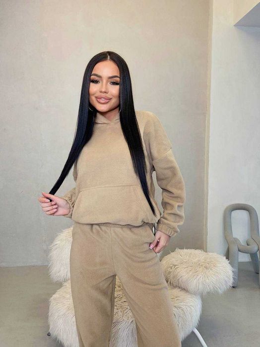 Black Friday Жіночий костюм Фліс шоколад худі джогери