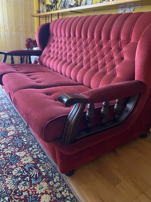 Komplet wypoczynkowy z czasów PRL kanapa + fotele