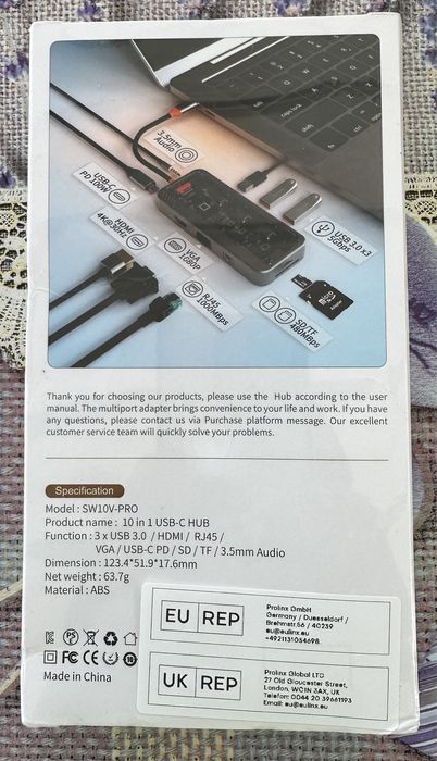 USB 3.0 Type-C Docking Station, 10-in-1 for Mac or Windows64171291195009121