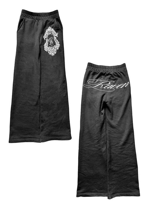 широкие спортивки с калиграфической надписью track pants