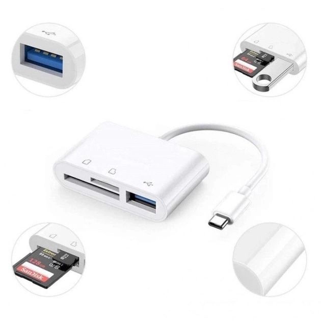 Переходник для Type-C на USB и SD/TF для USB-C на флешку и SD TF