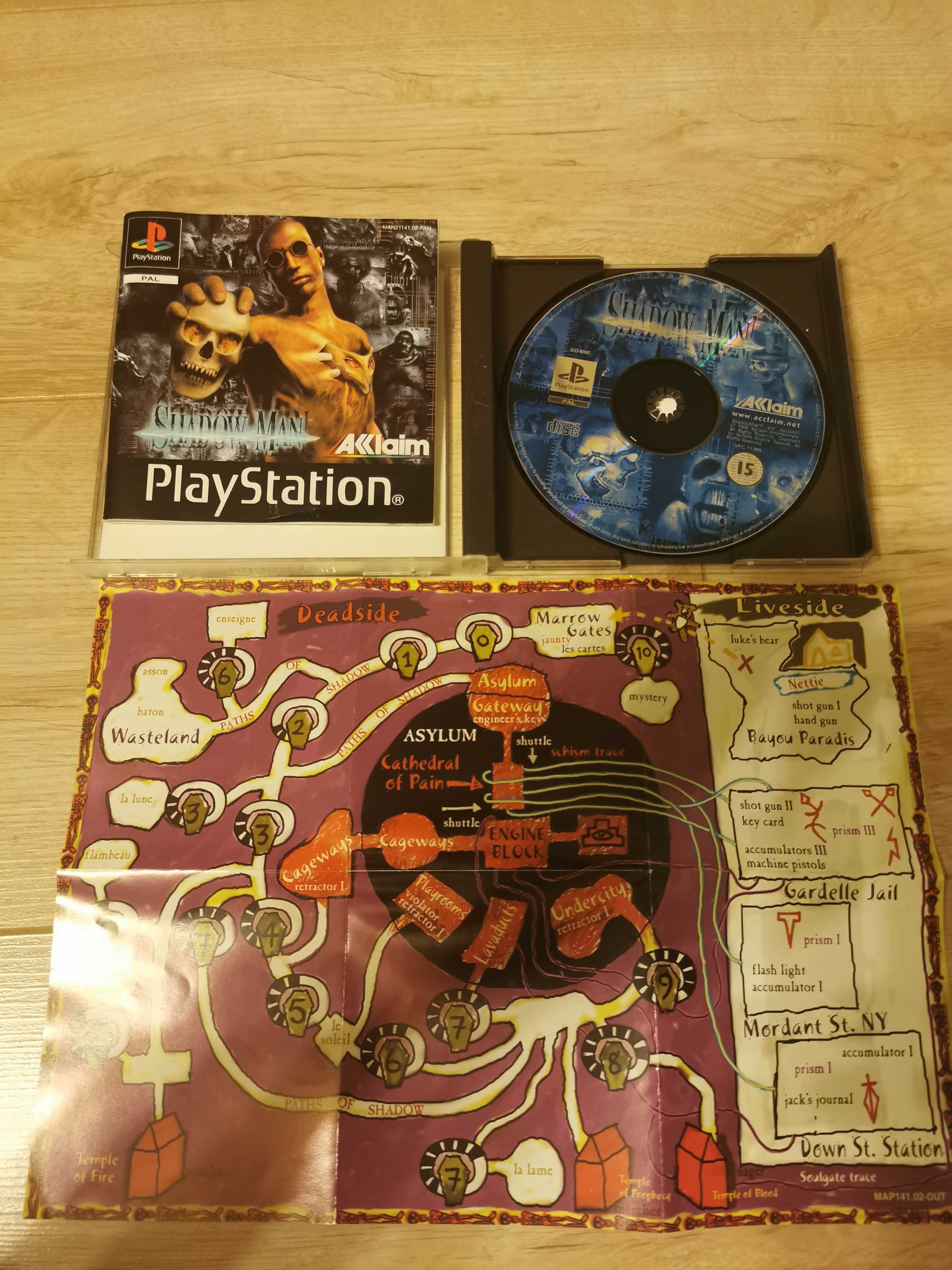 gra Shadow Man PSX (gra, instrukcja, okładka, mapa)