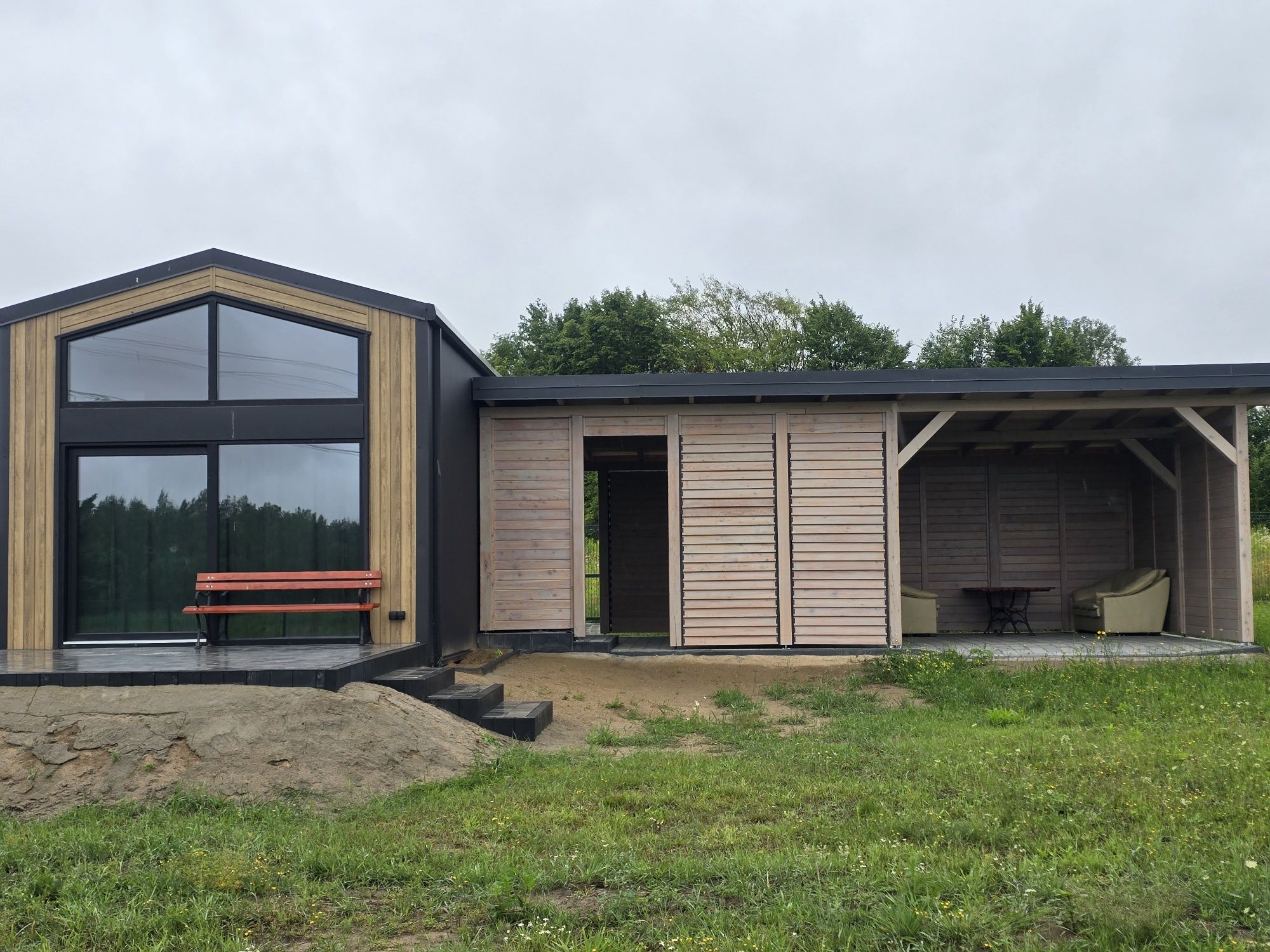Działka + domek całoroczny, modułowy 50m2 niedaleko jeziora. Mazury