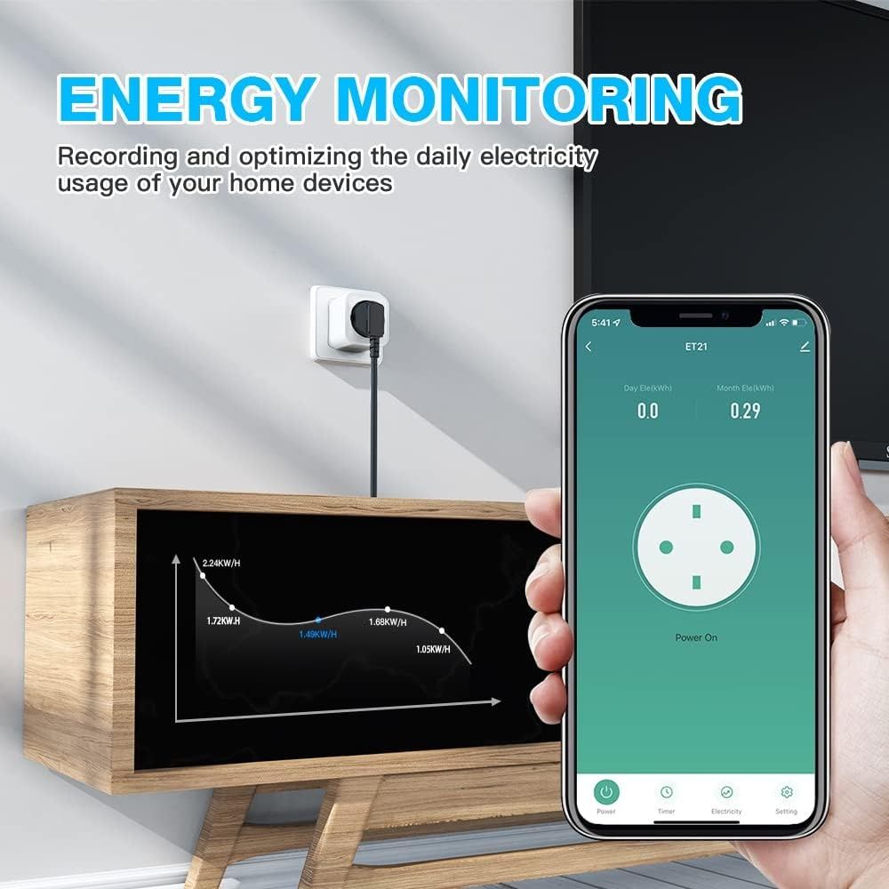 Inteligentne gniazdko Wi-Fi, z pomiarem prądu, 16 A, Smart Home WiFi,