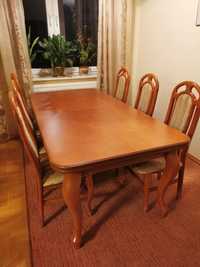 Stół drewniany z 8 krzesłami zestaw rozsuwany