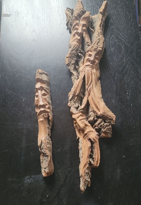 Płaskorzeźba w korze , rzeźba drewniana, hand made