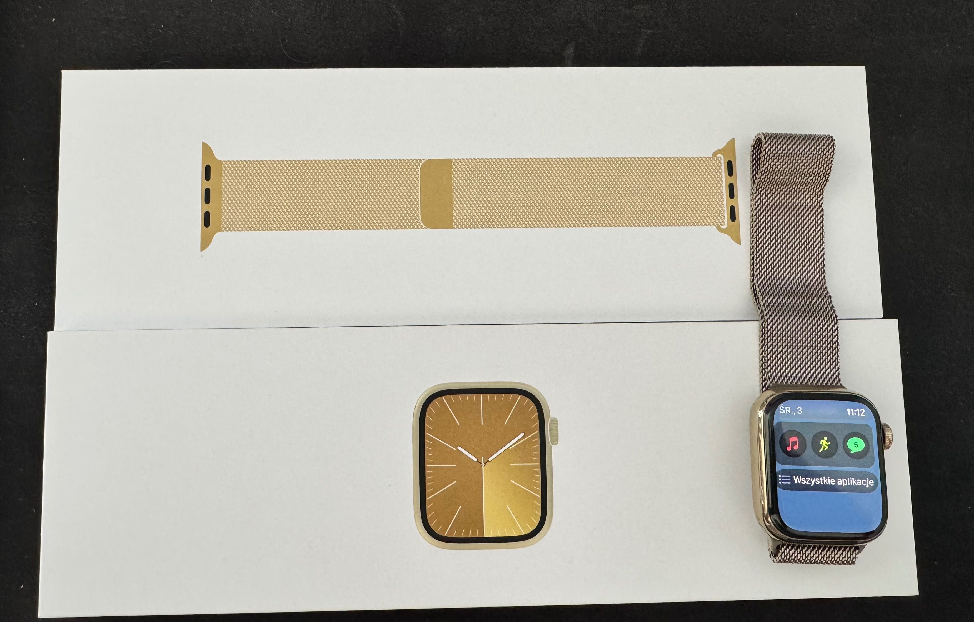 Apple Watch 9 41mm Cellular LTE Stainless Gold Milanese Loop - IGŁA!!!