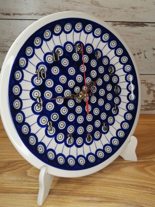 Zegar ścienny cichy ceramiczny 27,5 cm ceramika Bolesławiec Z.C.B.