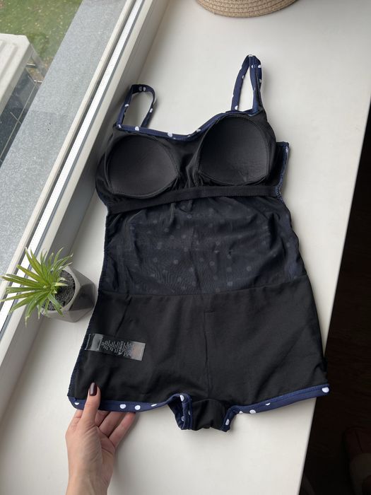 12 розмір суцільний спільний злитний купальник з шортиками у горох