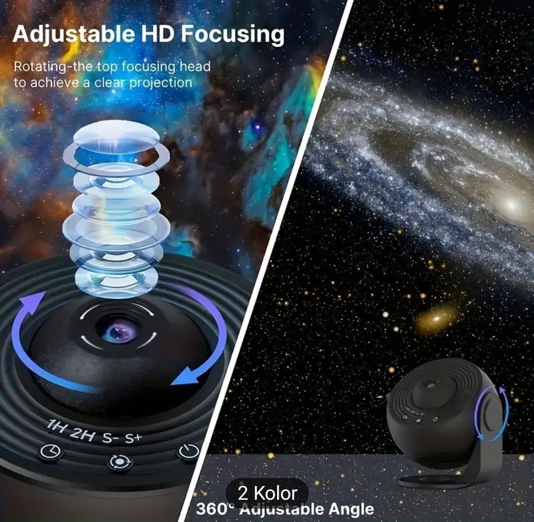 Projektor Nocny Galaxy Star 4K HD RGB z Timerem