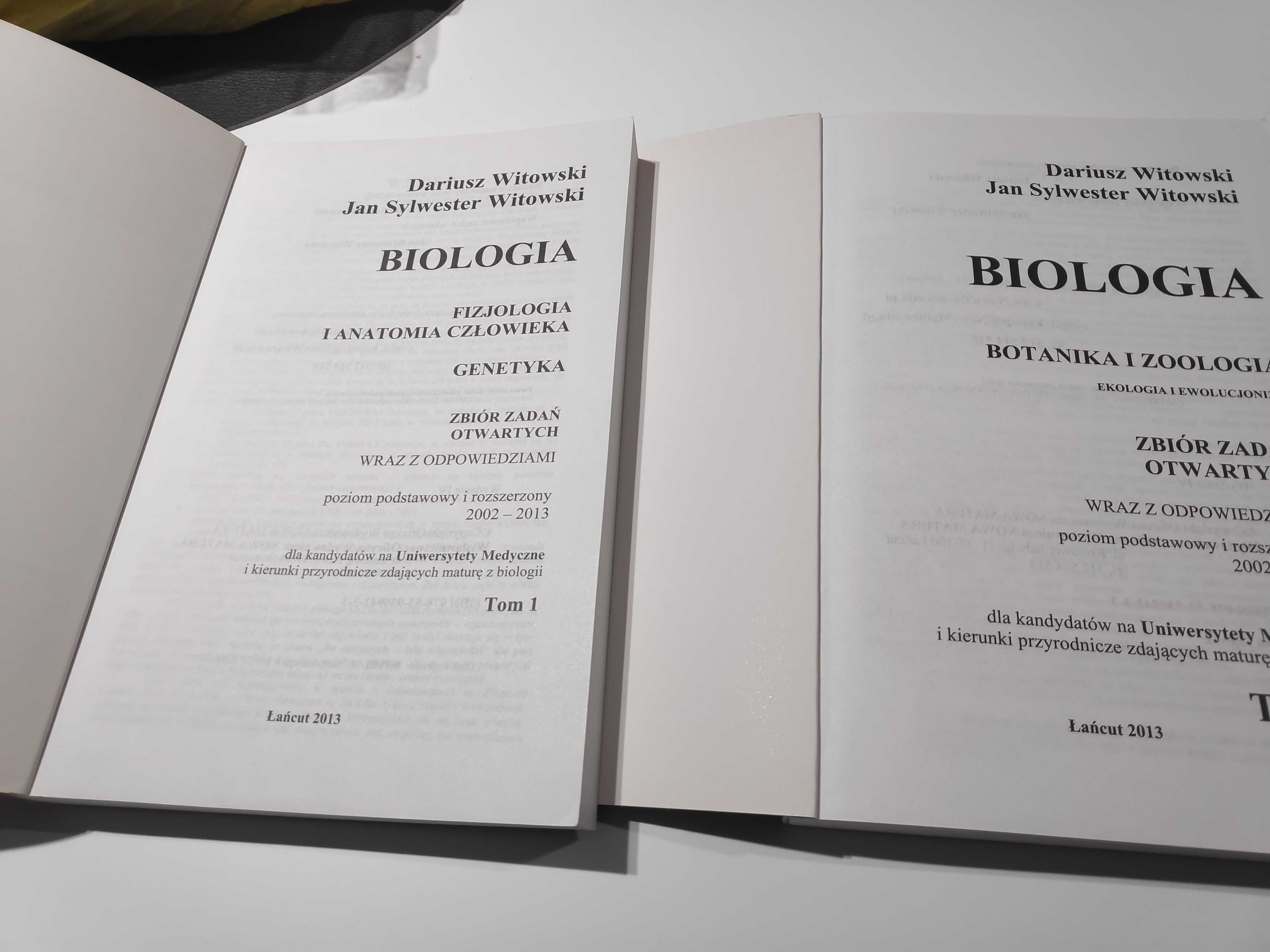 Zbiór zadań otwartych Biologia D. Witowski, J. S. Witowski. Tom 1 i 2.