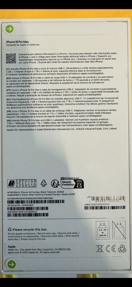 Iphone 16 Pro Max 256GB Black selado