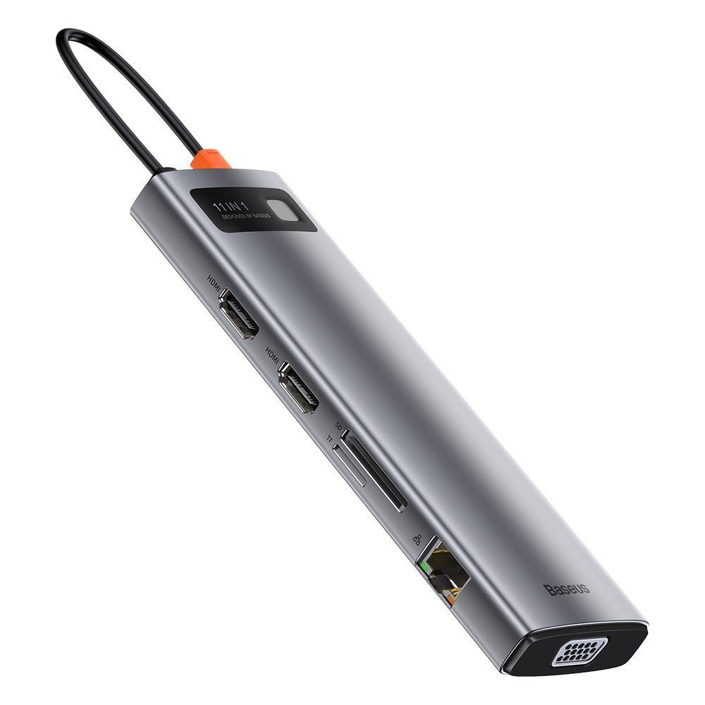 wielofunkcyjny hub replikator portów usb-c metal gleam 11w1 szary