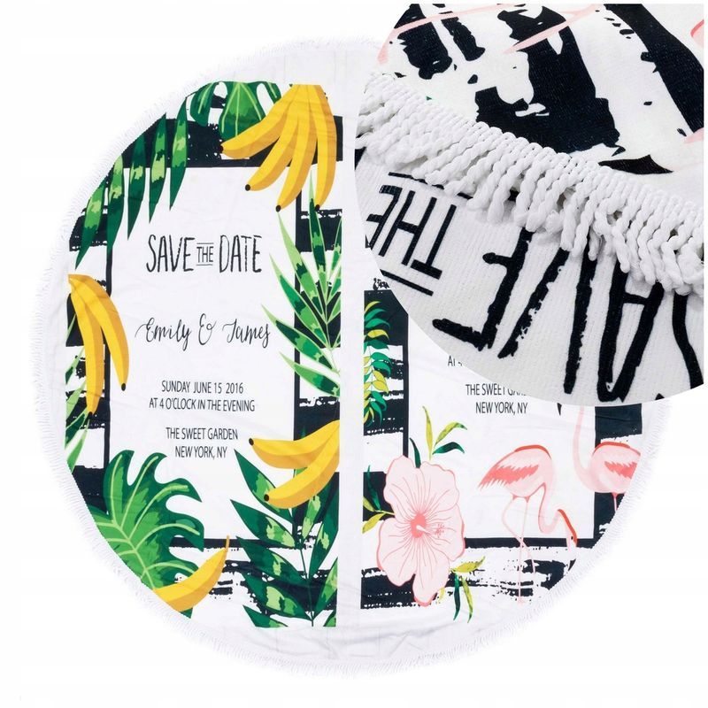 Ręcznik Boho 150 cm Okrągły Plażowy Pareo Chłonny