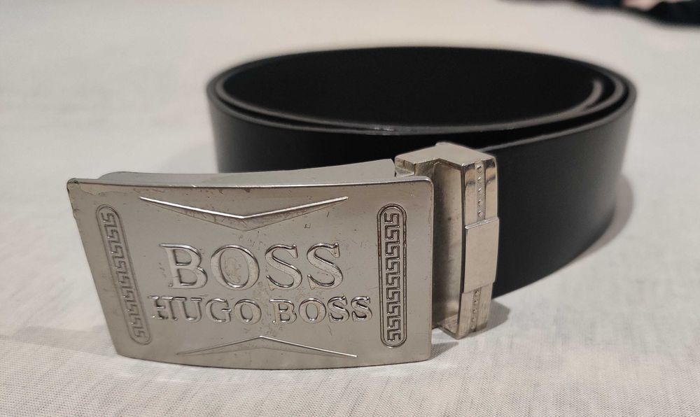 Pasek z klamrą Hugo Boss skóra naturalna męski skórzany do spodni