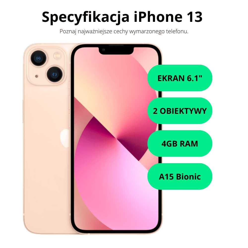 OKAZJA DNIA! iPhone 13 128 GB Pink / Gwarancja 24 MSC / RATY