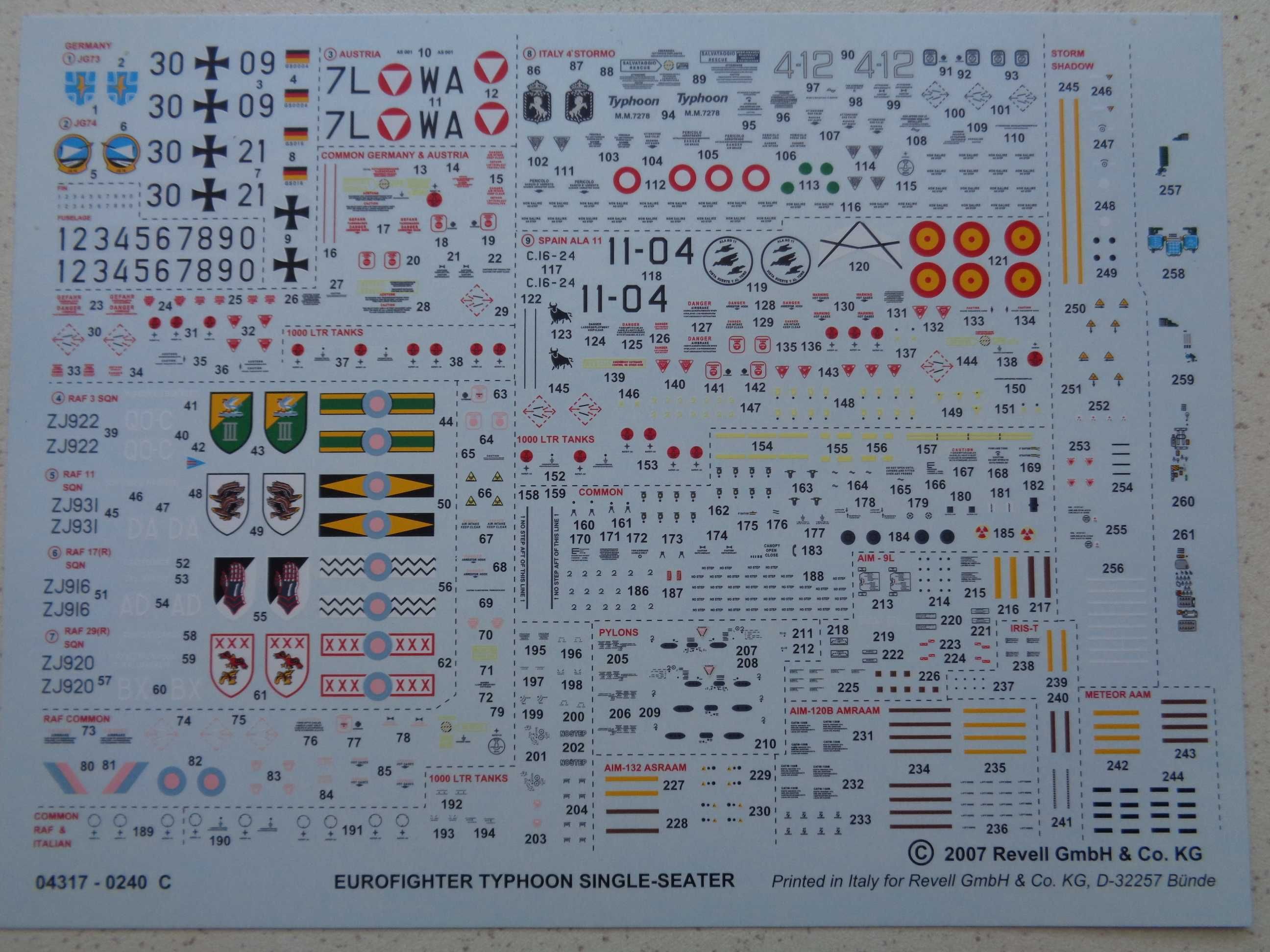 Kalkomania do modelu Eurofighter Typhoon + instukcja + KPR NATO: 1/72