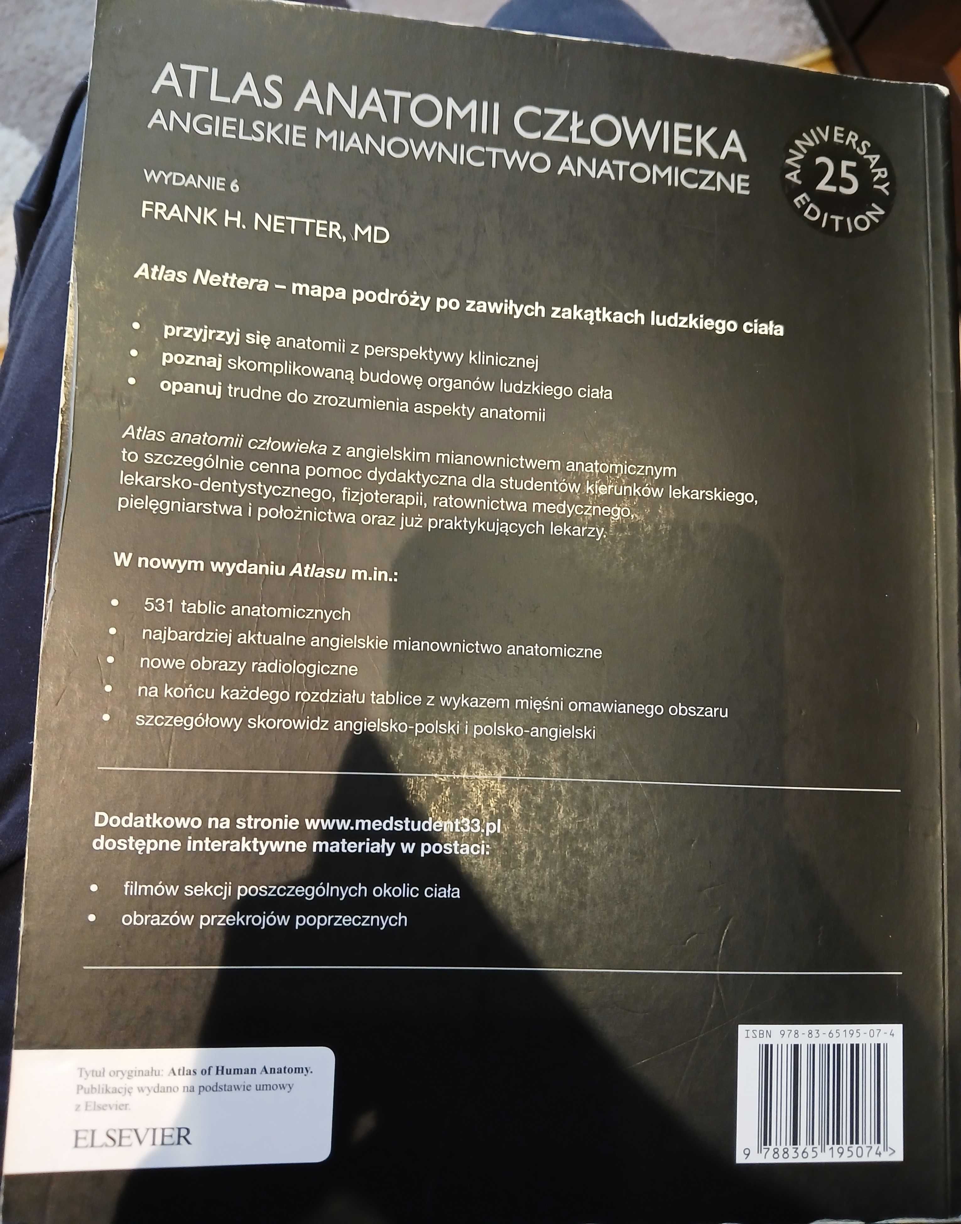 Sprzedam atlas anatomiczny Netter - angielskie mianownictwo