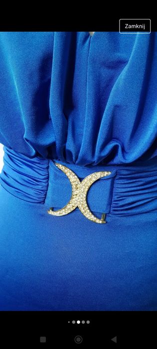 Niebieska granatowa elegancka suknia 34 36 s m