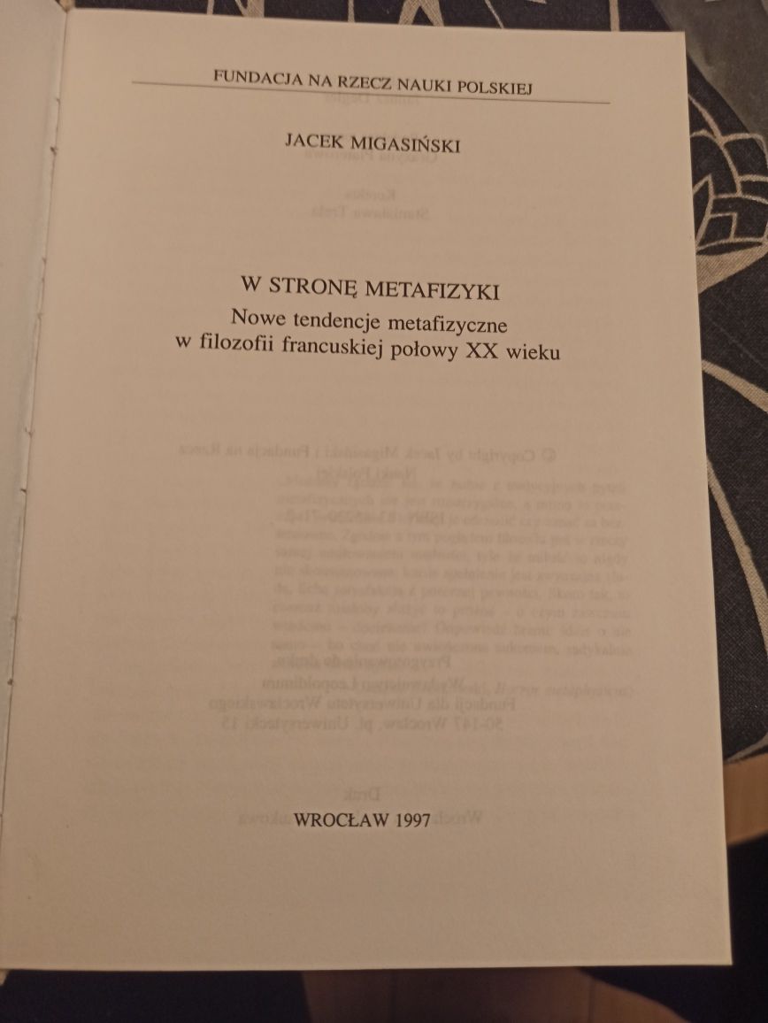 Migasiński W stronę metafizyki