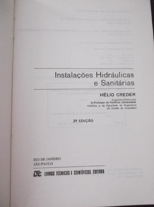 Livro Instalações hidráulicas e sanitárias, Hélio Creder