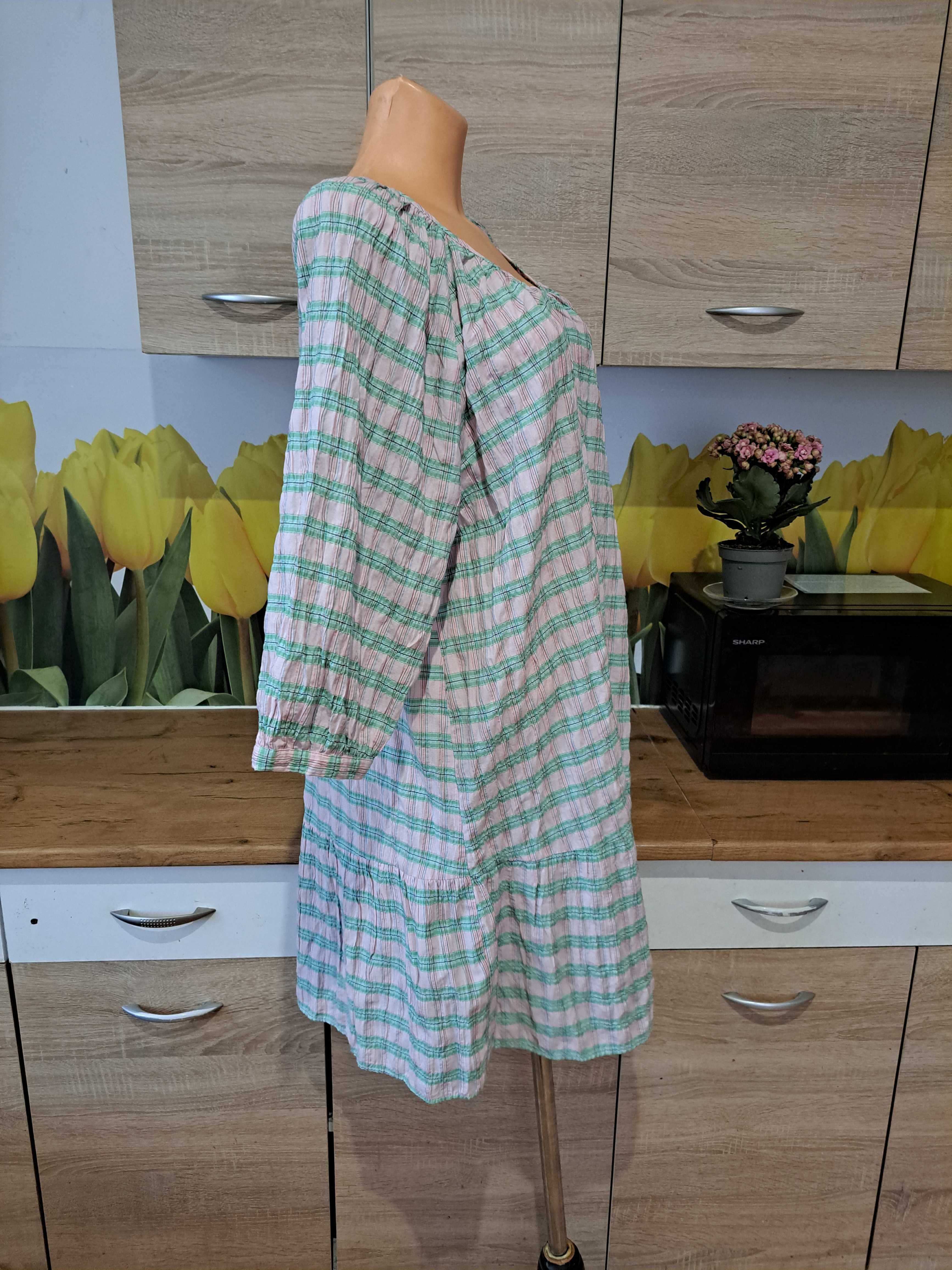 Śliczna słodka sukienka Primark rozmiar 44 bawełna/poliester, kratka
