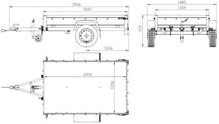 Przyczepka lekka 200x125 GARDEN 201 KIPP stelaż H-800 + plandeka