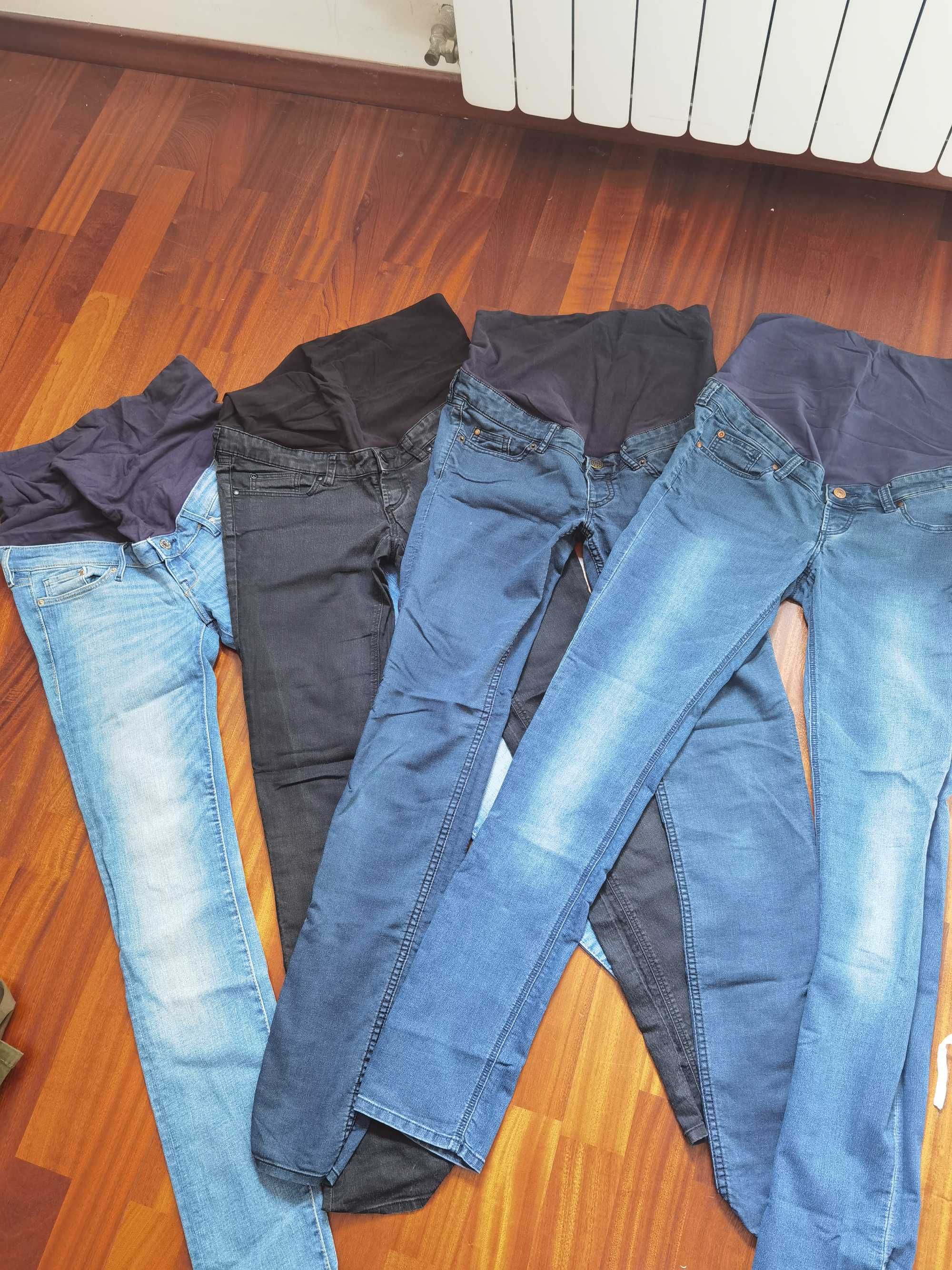 Spodnie jeansy 38 bluzki ciążowe HM mama