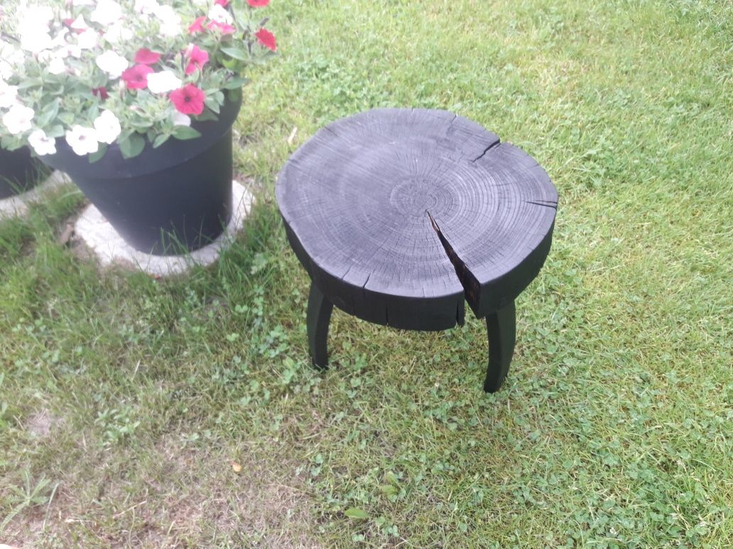 Stolik kawowy, plaster drzewa, drewna czarny, opalany