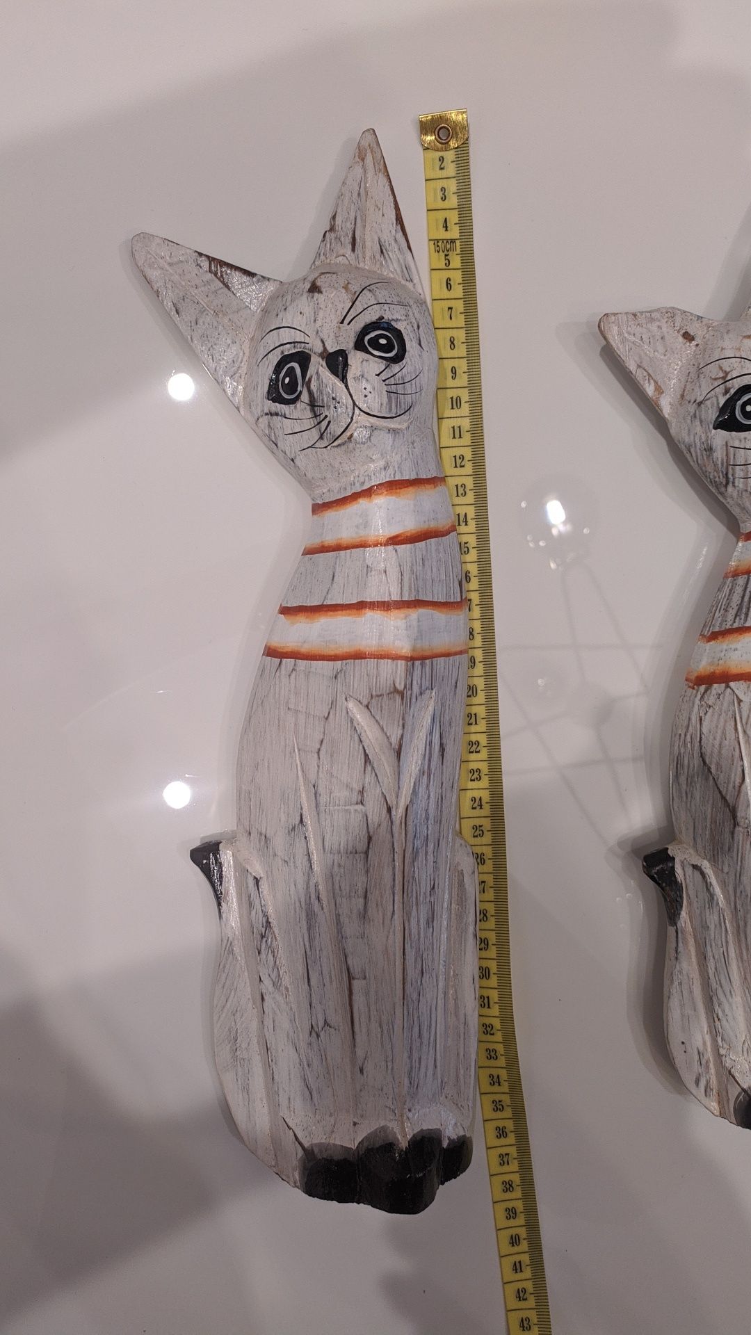Figurki drewniane koty zestaw 3 sztuk kot drewniany dekoracja