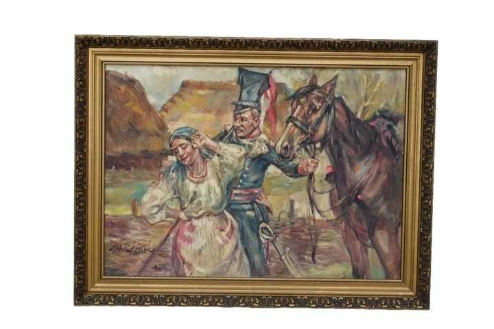 Wojciech Kossak - Zaloty - Ułan i Góralka - Stary Obraz