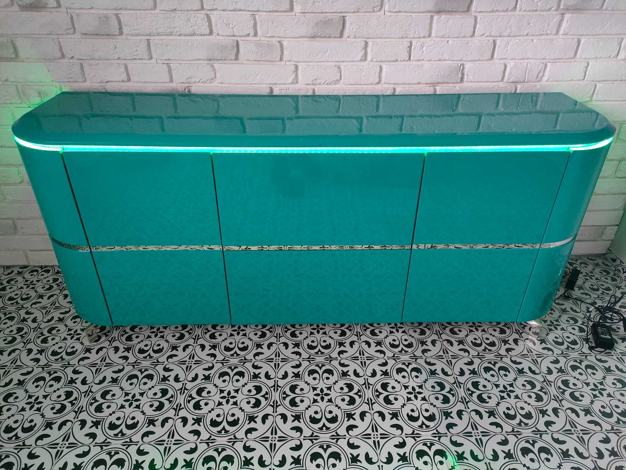 Komoda 180x80x40 błyszczący turkus, LED