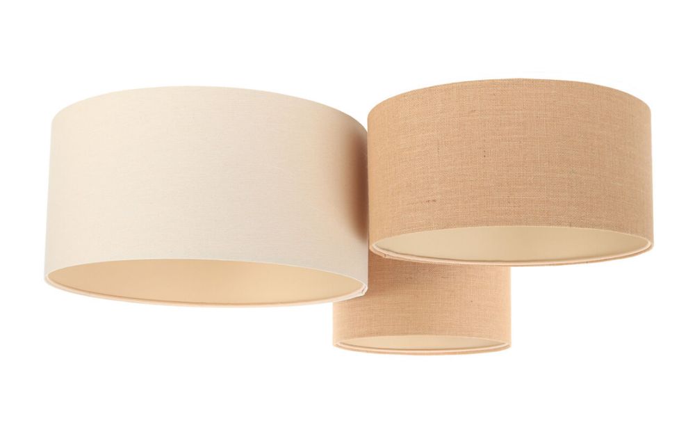 Lampa Boho potrojna lniana juta len bawelna plafon bezowa kremowa