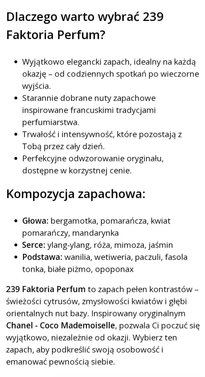 239 Faktoria Perfum - Odpowiednik Chanel - Coco Mademoiselle 105 ml