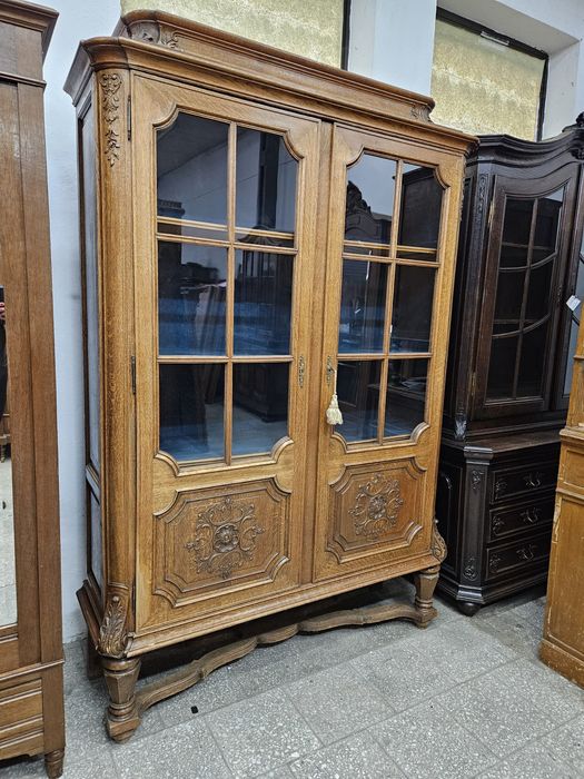 Duża dębowa biblioteka francuska witryna /