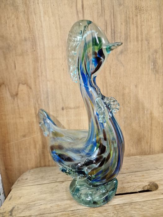 Szklana figurka kolorowe szkło Ząbkowice Koguta PRL