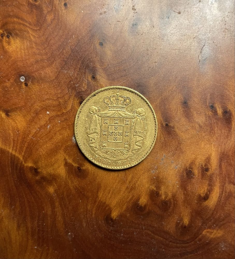 Moeda ouro 5000 reis 1869 D. Luis l